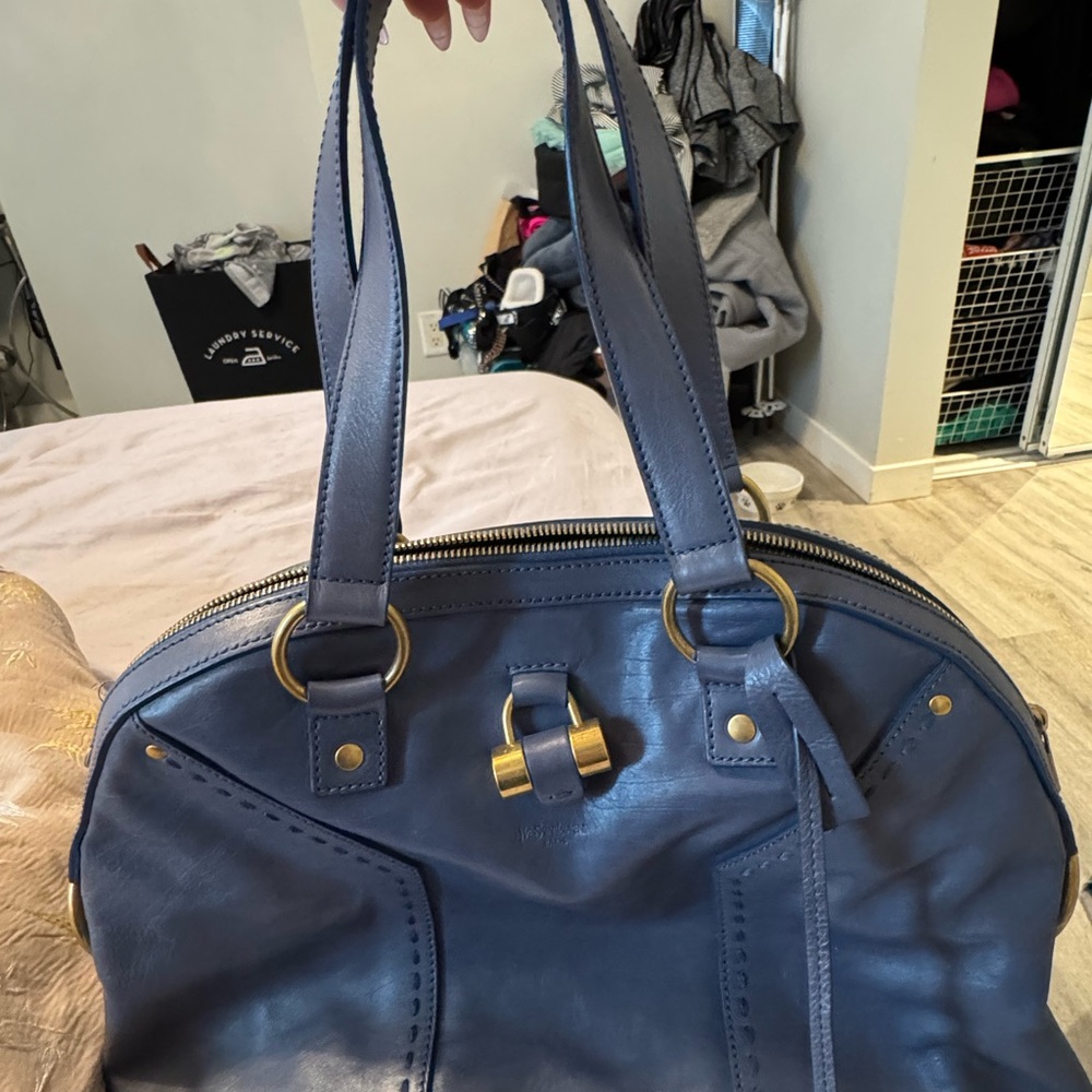 Blue Leather YSL Handbag brand new condition.